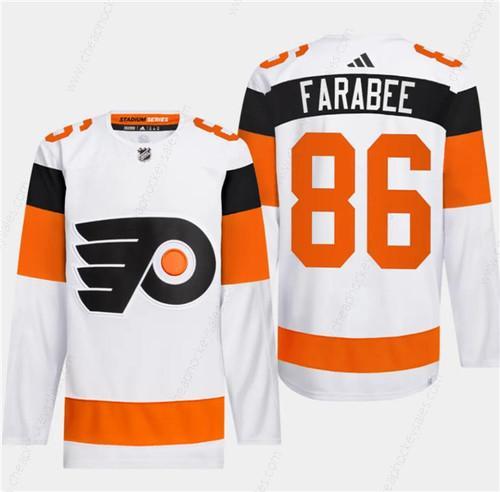 Men’s Philadelphia Flyers #86 Joel Farabee White 2024 Stadium Series Stitched Jersey