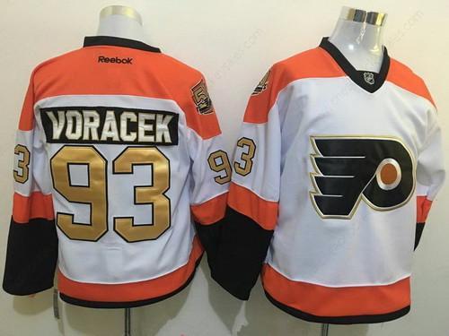 Men’s Philadelphia Flyers #93 Jakub Voracek White 50Th Anniversary Gold Stitched NHL Reebok Hockey Jersey