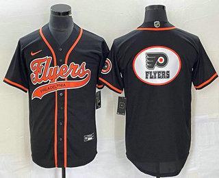 Men’s Philadelphia Flyers Black Team Big Logo Cool Base Stitched Baseball Jersey