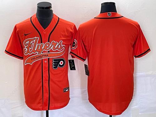 Men’s Philadelphia Flyers Blank Orange Cool Base Stitched Baseball Jersey