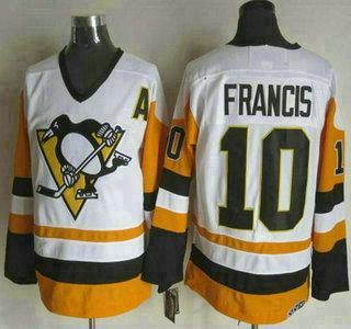 Men’s Pittsburgh Penguins #10 Ron Francis 1988-89 White CCM Vintage Throwback Jersey