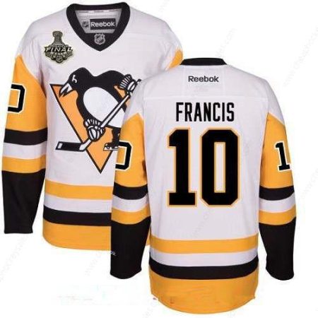 Men’s Pittsburgh Penguins #10 Ron Francis White Third 2017 Stanley Cup Finals Patch Stitched NHL Reebok Hockey Jersey