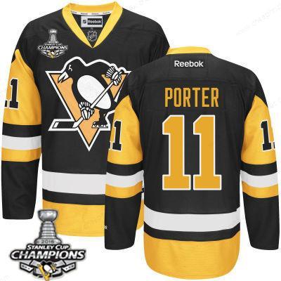 Men’s Pittsburgh Penguins #11 Kevin Porter Black Third Jersey 2017 Stanley Cup Champions Patch