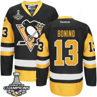 Men’s Pittsburgh Penguins #13 Nick Bonino Black Third Jersey 2017 Stanley Cup Champions Patch