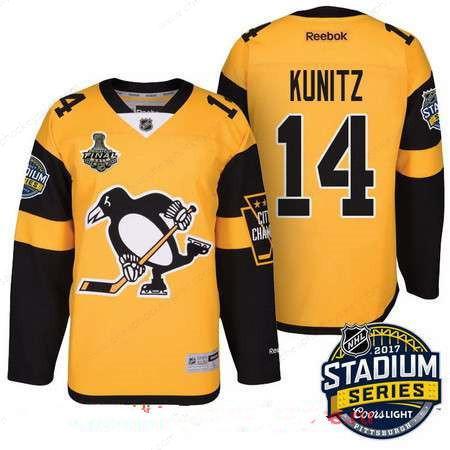 Men’s Pittsburgh Penguins #14 Chris Kunitz Yellow Stadium Series 2017 Stanley Cup Finals Patch Stitched NHL Reebok Hockey Jerse