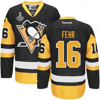 Men’s Pittsburgh Penguins #16 Eric Fehr Black Third 2017 Stanley Cup NHL Finals Patch Jersey