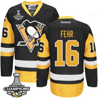 Men’s Pittsburgh Penguins #16 Eric Fehr Black Third Jersey 2017 Stanley Cup Champions Patch