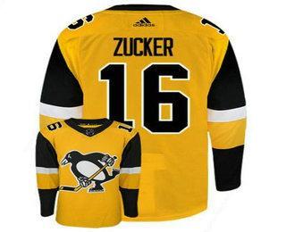 Men’s Pittsburgh Penguins #16 Jason Zucker Yellow Adidas Stitched NHL Jersey