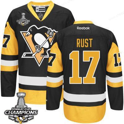 Men’s Pittsburgh Penguins #17 Bryan Rust Black Third Jersey 2017 Stanley Cup Champions Patch