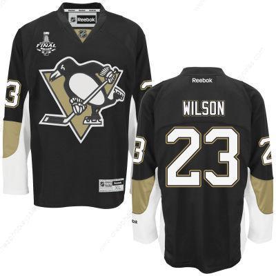 Men’s Pittsburgh Penguins #23 Scott Wilson Black Team Color 2017 Stanley Cup NHL Finals Patch Jersey