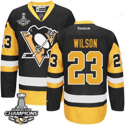 Men’s Pittsburgh Penguins #23 Scott Wilson Black Third Jersey 2017 Stanley Cup Champions Patch