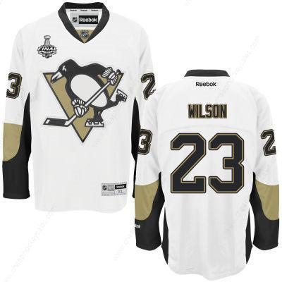 Men’s Pittsburgh Penguins #23 Scott Wilson White Road 2017 Stanley Cup NHL Finals Patch Jersey