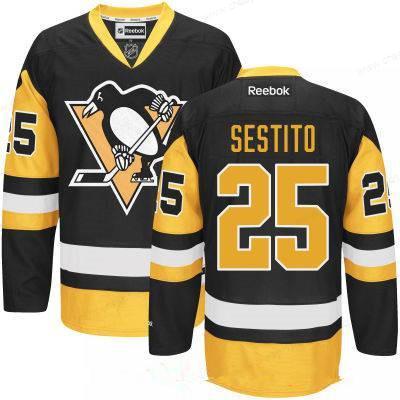 Men’s Pittsburgh Penguins #25 Tom Sestito Black Third Stitched NHL Reebok Hockey Jersey