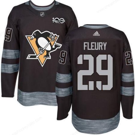 Men’s Pittsburgh Penguins #29 Marc-Andre Fleury Black 100Th Anniversary Stitched NHL 2017 Adidas Hockey Jersey