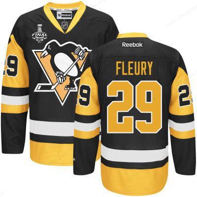 Men’s Pittsburgh Penguins #29 Marc-Andre Fleury Black Third 2017 Stanley Cup NHL Finals Patch Jersey