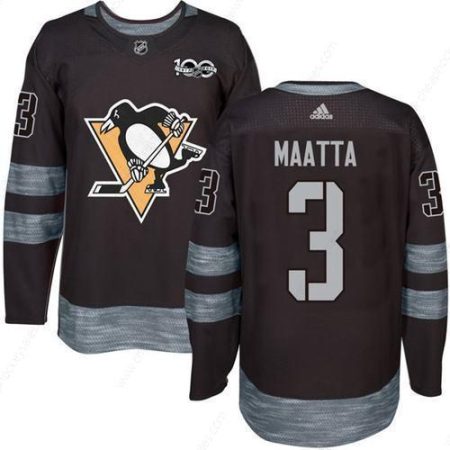 Men’s Pittsburgh Penguins #3 Olli Maatta Black 100Th Anniversary Stitched NHL 2017 Adidas Hockey Jersey