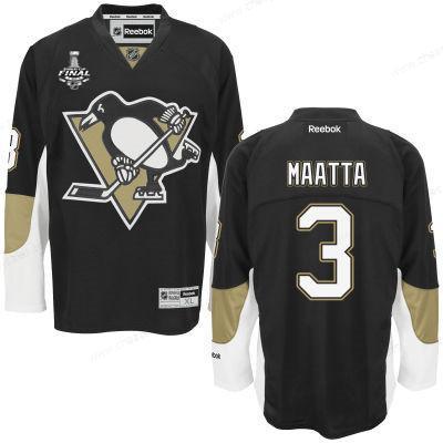 Men’s Pittsburgh Penguins #3 Olli Maatta Black Team Color 2017 Stanley Cup NHL Finals Patch Jersey