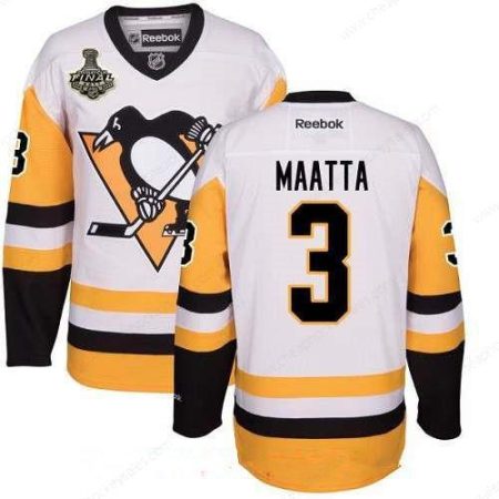 Men’s Pittsburgh Penguins #3 Olli Maatta White Third 2017 Stanley Cup Finals Patch Stitched NHL Reebok Hockey Jersey