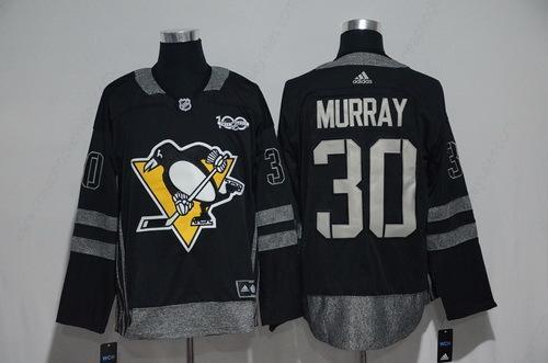 Men’s Pittsburgh Penguins #30 Matt Murray Black 100Th Anniversary Stitched NHL 2017 Adidas Hockey Jersey