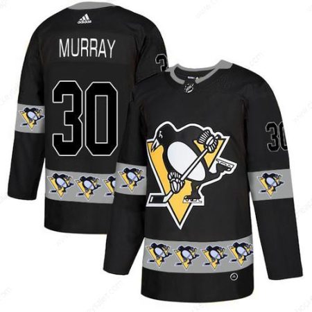 Men’s Pittsburgh Penguins #30 Matt Murray Black Team Logos Fashion Adidas Jersey