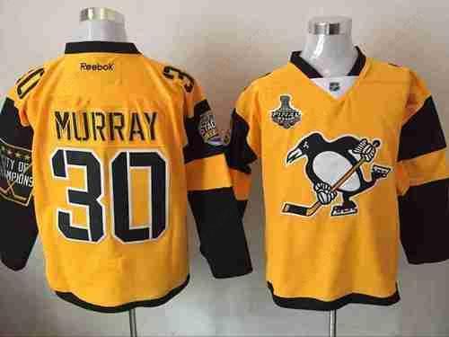 Men’s Pittsburgh Penguins #30 Matt Murray Yellow Stadium Series 2017 Stanley Cup Finals Patch Stitched NHL Reebok Hockey Jersey