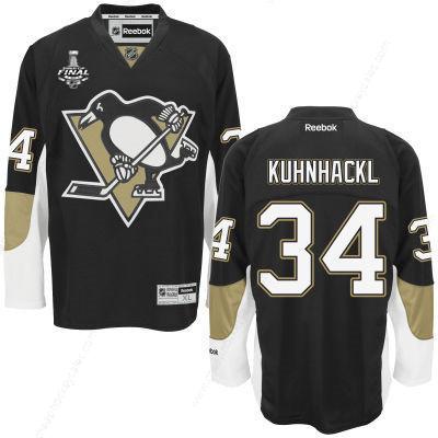 Men’s Pittsburgh Penguins #34 Tom Kuhnhackl Black Team Color 2017 Stanley Cup NHL Finals Patch Jersey