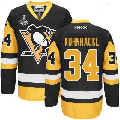 Men’s Pittsburgh Penguins #34 Tom Kuhnhackl Black Third 2017 Stanley Cup NHL Finals Patch Jersey