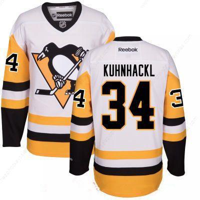 Men’s Pittsburgh Penguins #34 Tom Kuhnhackl White Third Stitched NHL Reebok Hockey Jersey