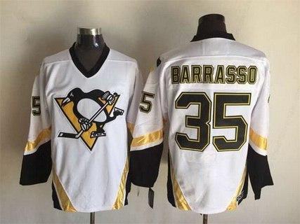 Men’s Pittsburgh Penguins #35 Tom Barrasso 2002-03 White CCM Vintage Throwback Jersey