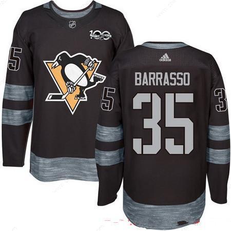 Men’s Pittsburgh Penguins #35 Tom Barrasso Black 100Th Anniversary Stitched NHL 2017 Adidas Hockey Jersey