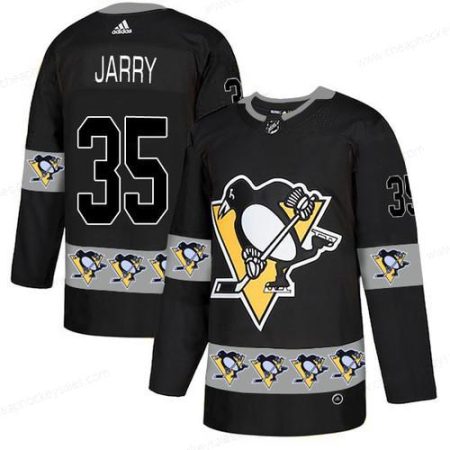 Men’s Pittsburgh Penguins #35 Tristan Jarry Black Team Logos Fashion Adidas Jersey