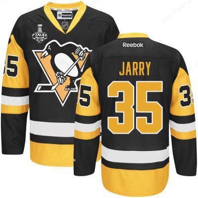 Men’s Pittsburgh Penguins #35 Tristan Jarry Black Third 2017 Stanley Cup NHL Finals Patch Jersey