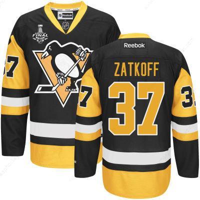 Men’s Pittsburgh Penguins #37 Jeff Zatkoff Black Third 2017 Stanley Cup NHL Finals Patch Jersey