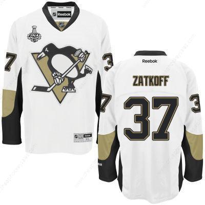 Men’s Pittsburgh Penguins #37 Jeff Zatkoff White Road 2017 Stanley Cup NHL Finals Patch Jersey