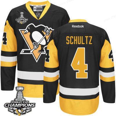 Men’s Pittsburgh Penguins #4 Justin Schultz Black Third Jersey 2017 Stanley Cup Champions Patch