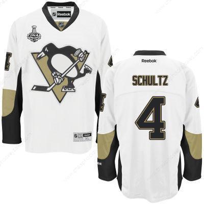 Men’s Pittsburgh Penguins #4 Justin Schultz White Road 2017 Stanley Cup NHL Finals Patch Jersey