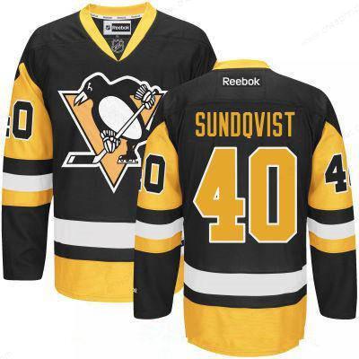 Men’s Pittsburgh Penguins #40 Oskar Sundqvist Black Third Stitched NHL Reebok Hockey Jersey