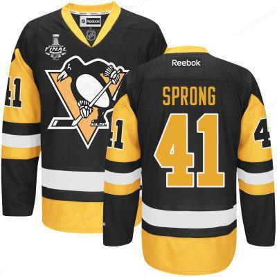 Men’s Pittsburgh Penguins #41 Daniel Sprong Black Third 2017 Stanley Cup NHL Finals Patch Jersey