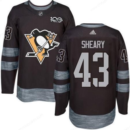 Men’s Pittsburgh Penguins #43 Conor Sheary Black 100Th Anniversary Stitched NHL 2017 Adidas Hockey Jersey