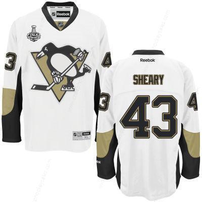 Men’s Pittsburgh Penguins #43 Conor Sheary White Road 2017 Stanley Cup NHL Finals Patch Jersey