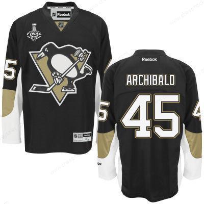 Men’s Pittsburgh Penguins #45 Josh Archibald Black Team Color 2017 Stanley Cup NHL Finals Patch Jersey