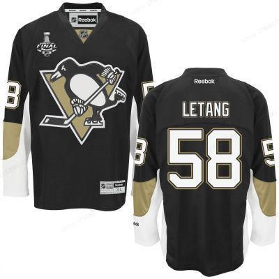 Men’s Pittsburgh Penguins #58 Kris Letang Black Team Color 2017 Stanley Cup NHL Finals Patch Jersey