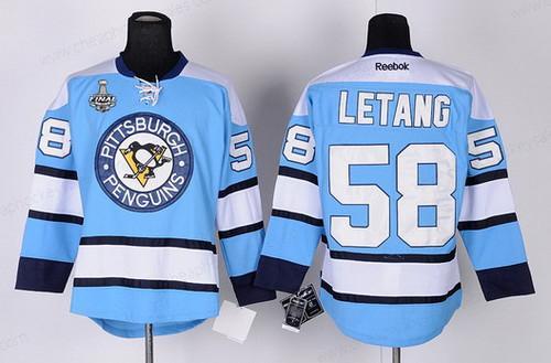 Men’s Pittsburgh Penguins #58 Kris Letang Light Blue 2017 Stanley Cup NHL Finals Patch Jersey