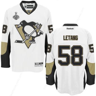 Men’s Pittsburgh Penguins #58 Kris Letang White Road 2017 Stanley Cup NHL Finals Patch Jersey