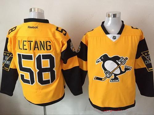 Men’s Pittsburgh Penguins #58 Kris Letang Yellow 2017 Stadium Series Stitched NHL Reebok Hockey Jersey