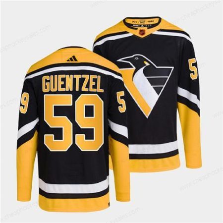 Men’s Pittsburgh Penguins #59 Jake Guentzel Black 2022 Reverse Retro Stitched Jersey