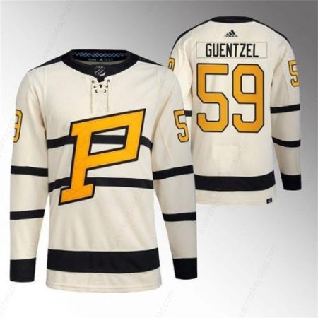 Men’s Pittsburgh Penguins #59 Jake Guentzel Cream 2023 Winter Classic Stitched Jersey