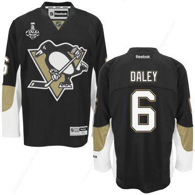 Men’s Pittsburgh Penguins #6 Trevor Daley Black Team Color 2017 Stanley Cup NHL Finals Patch Jersey