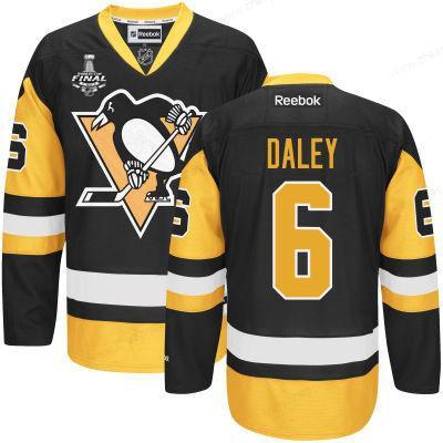 Men’s Pittsburgh Penguins #6 Trevor Daley Black Third 2017 Stanley Cup NHL Finals Patch Jersey