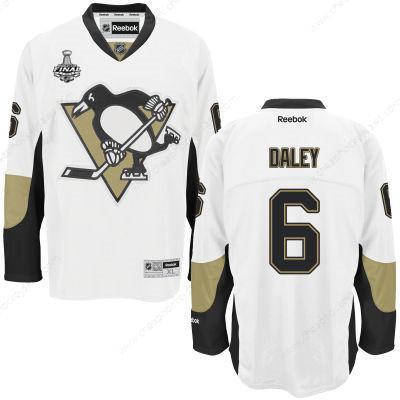 Men’s Pittsburgh Penguins #6 Trevor Daley White Road 2017 Stanley Cup NHL Finals Patch Jersey